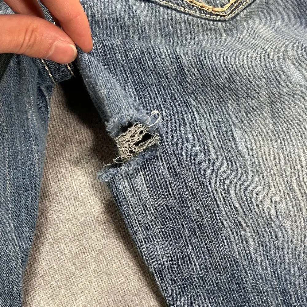 Ariat Denim Embroidered Studded Low Rise Bootcut Jeans Turquoise Wms 29 Western